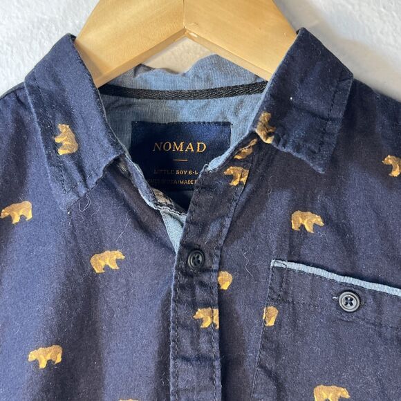 Nomad Other - Nomad Little Boys long Sleeve Button Down Bear embroidered shirt Size 6 L